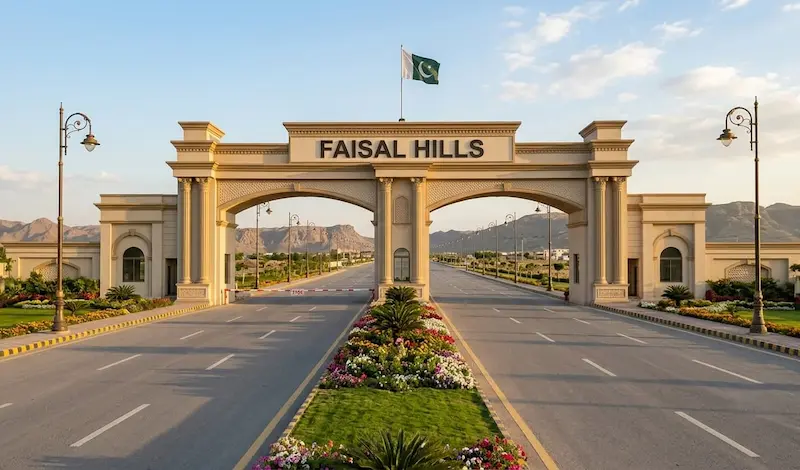 Faisal Hills master plan showing all blocks on GT Road near Taxila Islamabad