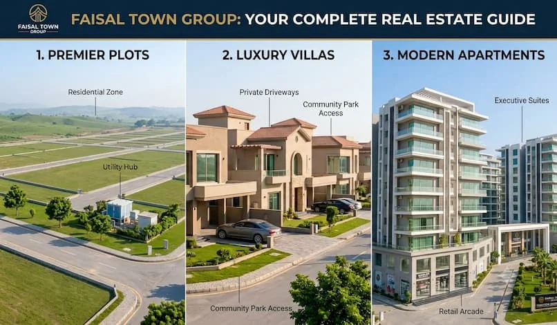Faisal Town Group complete portfolio — plots villas and apartments Islamabad Rawalpindi