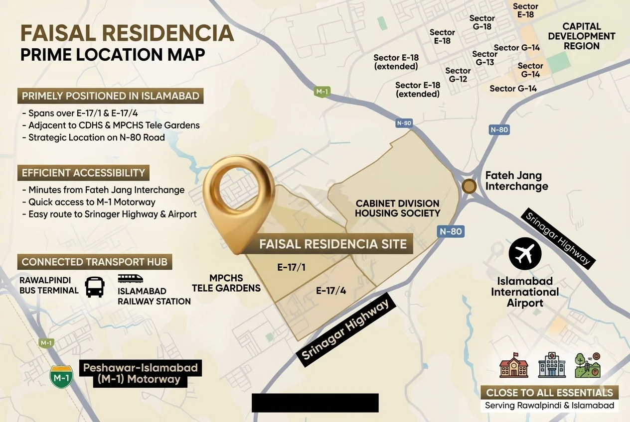 Where Faisal Residencia Sits CDA Sector E-17, Margalla Hills Foothills